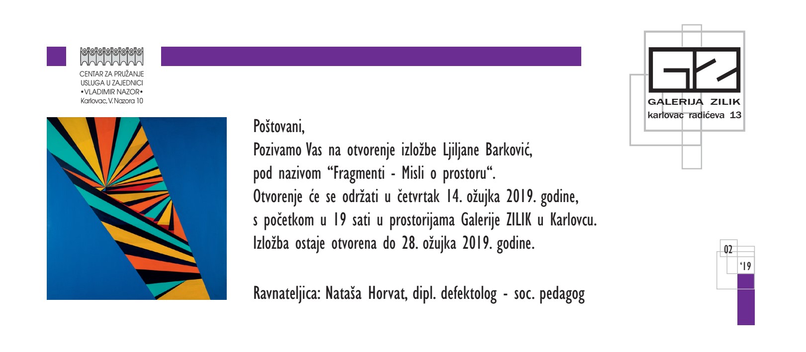 Najava izložbe: "Fragmenti – misli o prostoru" - Ljiljana Barković