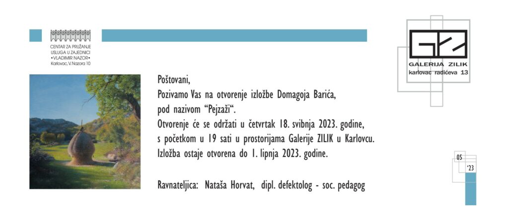 Najava izložbe: „Pejzaži“ akademskog slikara Domagoja Barića